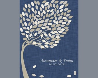 Wedding Guests Signature Tree, Guestbook Alternative, Wedding Tree Guest Book, Guestbook Poster, 130-135 Guest Signature Tree