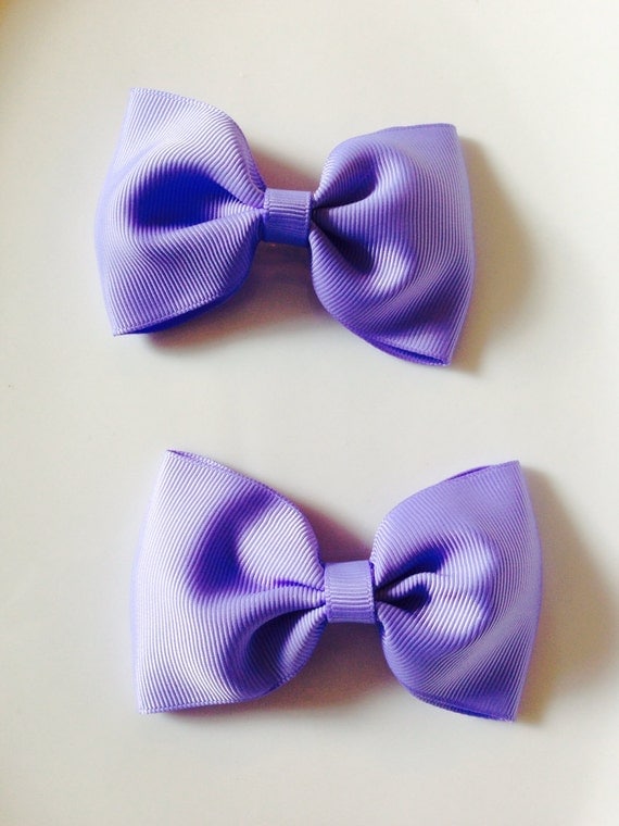 Items similar to Purple hair bow , ribbon bow , hair clip , ribbon clip on Etsy