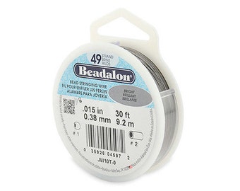 Beadalon 49 Strand Beading Wire, .015 30ft & 100ft Spools, 49 Strands, Beadalon, Bead Stringing Wire