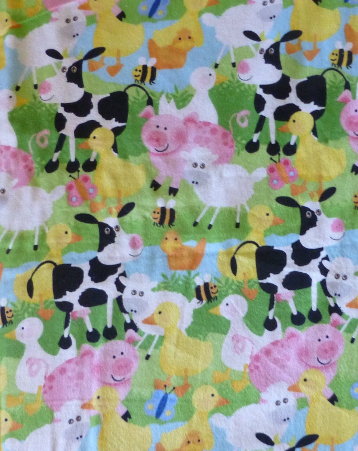 Flannel Cotton Fabric Baby FabricFarm Animals by
