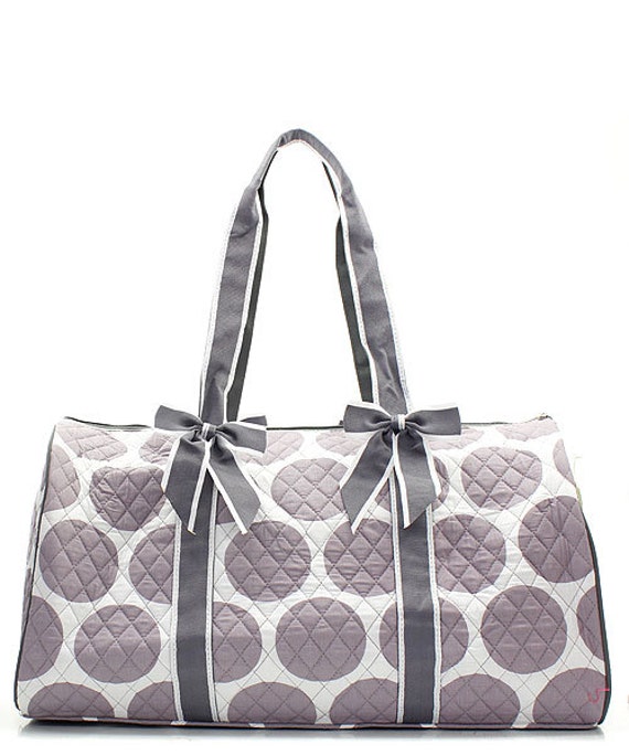 Personalized Quilted Polka Dot Duffle Bag With Detachable Bows