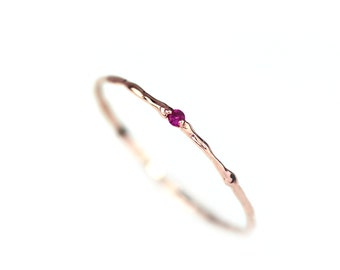Ruby Ring, Natural Ruby Branch Ring, 14k Gold Genuine Natural Ruby Stacking Gold Ring, Ruby Delicate Wedding Ring Gold, July Birthstone Ring