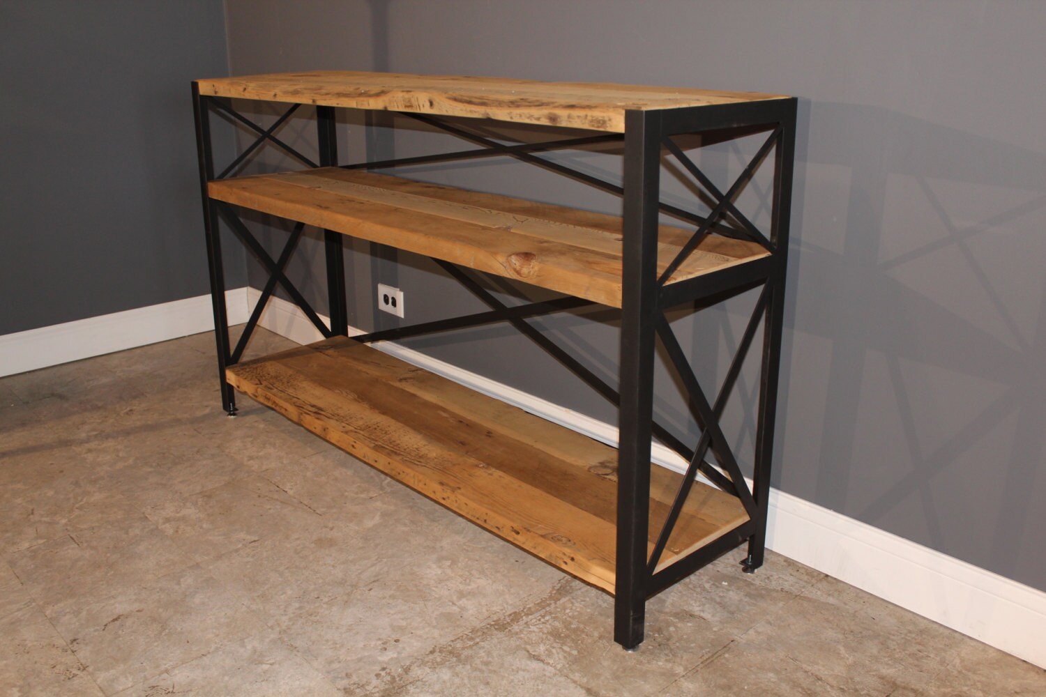 Custom fabricated steel X Brace Frame by UrbanWoodFurnishings
