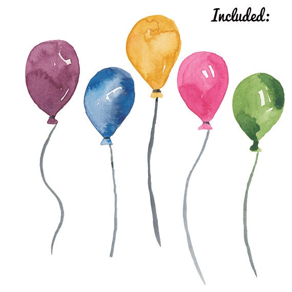 Watercolor Balloon clipart birthday party by DigitalPressCreation