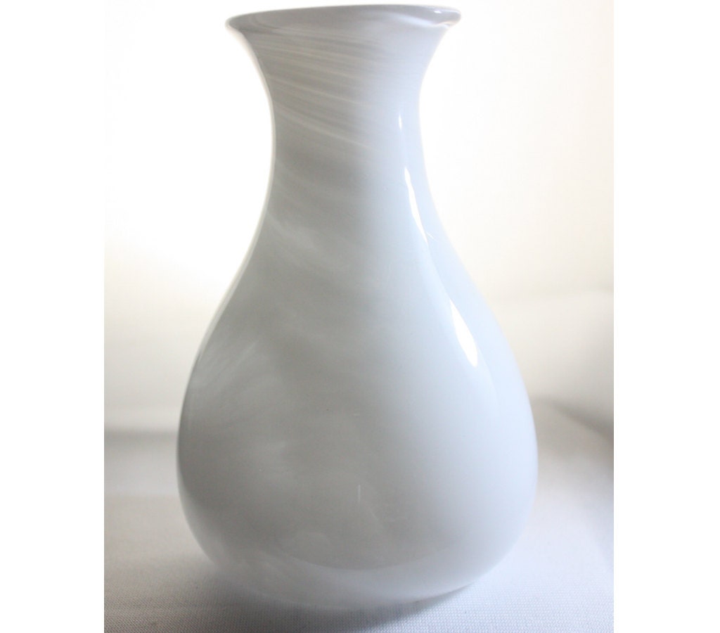 White Vase Opaque White Vase Hand Blown Glass Vase Glass