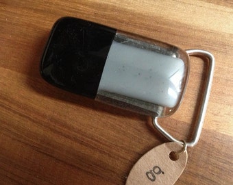 Black/Gray Glass Belt Buckle