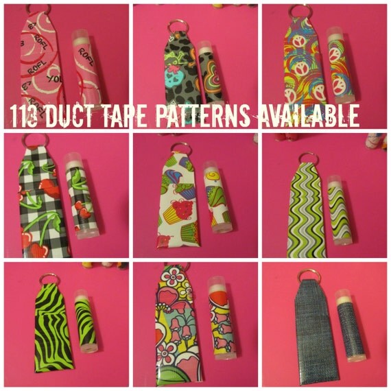 Items similar to Three(3) Duct Tape Chapstick Holders Keychains With Matching Duct Tape Covered