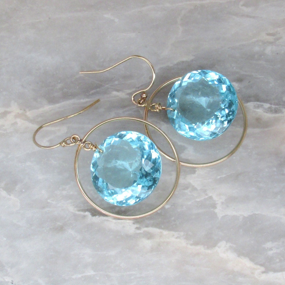 Light Blue Quartz Hoop Earrings Sky blue earrings blue topaz