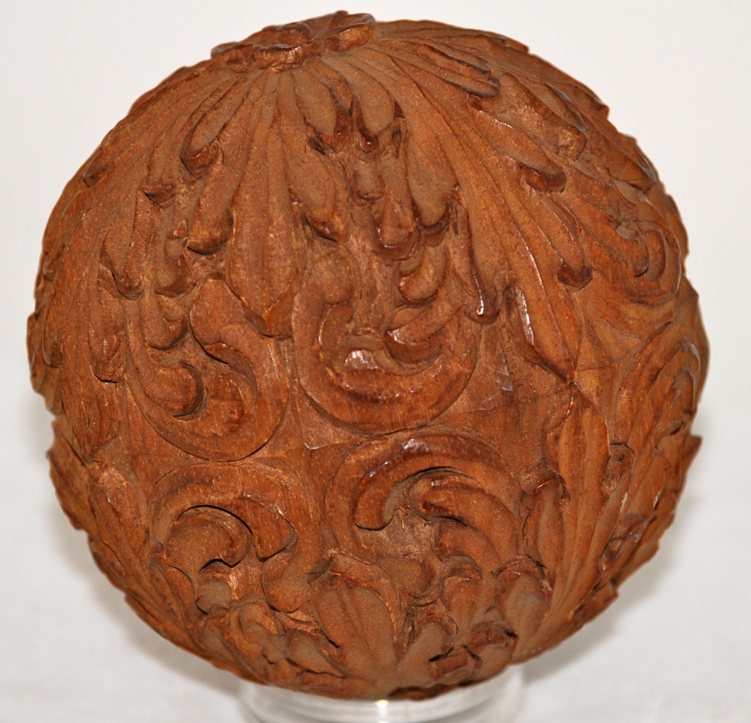 Sailors Art 19th C. Carved Wood Ball Antique HandCrafted