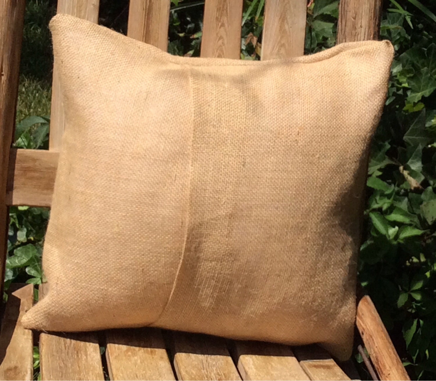 Natural burlap pillow cover and insert 16x16 by BackyardThreads