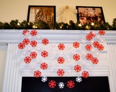 Snowflake Garland, Red White snowflakes, Christmas Garland, Holiday Decorations-Any occasion garland Il_170x135
