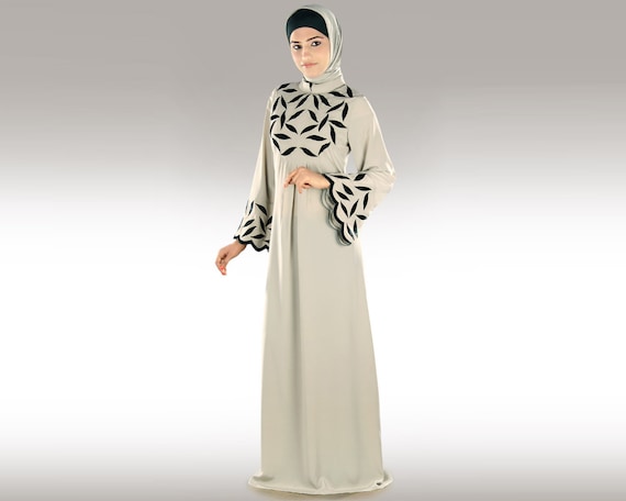 MyBatua Mahreen Grey Abaya/Jilbab AY-271 Party and Formal  Wear "Velvet Patch Embroidery" Islamic Hijab Clothing Burka| Muslim Ladies Dress