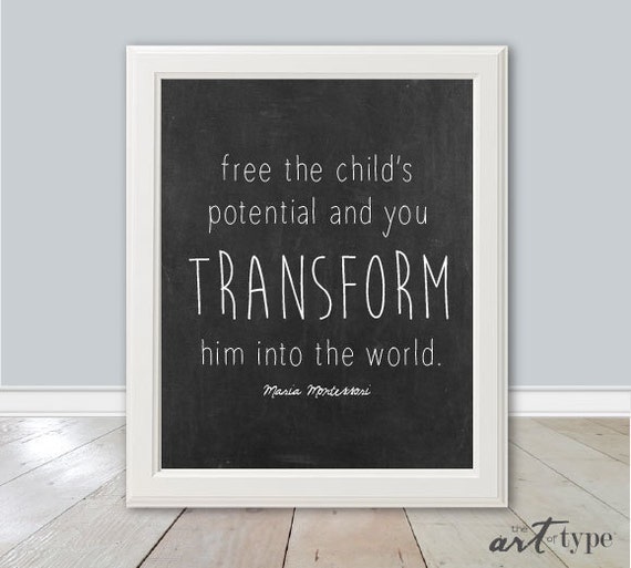 education quote print maria montessori instant by theartoftype