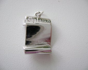 Sterling Silver Graduation scroll diploma charm