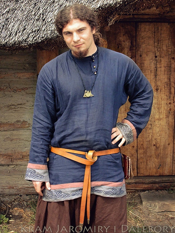 Rubakha Russian Slavic Shirt with bands and embroidery