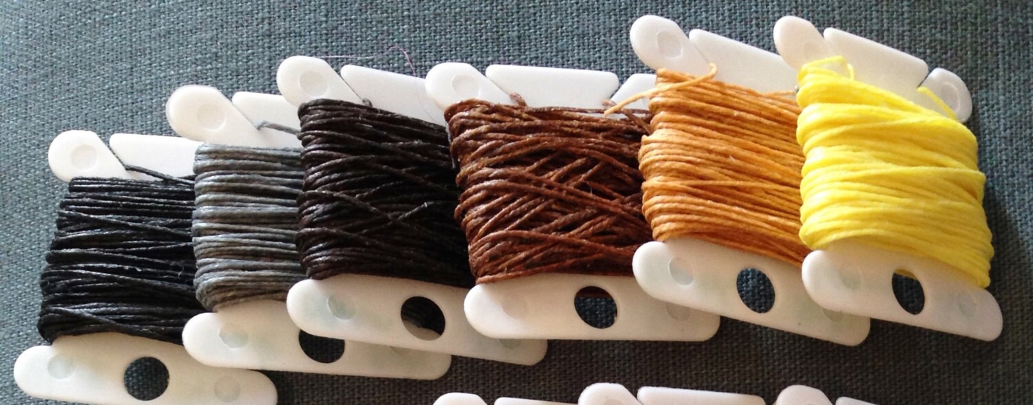 3 ply 5 yards Waxed Irish Linen Crawford Cord BLACK GREY BROWN