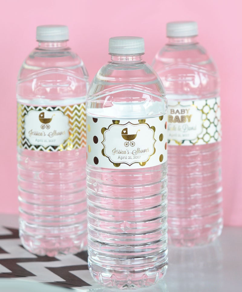 Mint and Gold Baby Shower Water Bottle Labels Baby Shower 1st