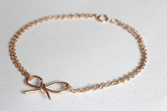 gold tie Tie Bridesmaids bracelet Gold Knot Gift rose gold Bracelet  Rose Pink Bracelet hair   The