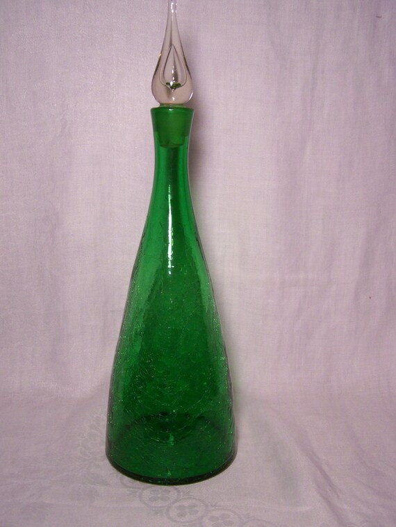 Blenko Jade Green Crackle Glass 920 Decanter by birdsnest21