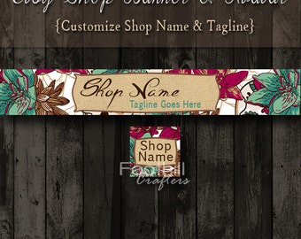 Etsy Shop Banner and Matching Avatar,Premade Colorful Flowers, Customize Shop Name and Tagline, Graphic Design Service, Floral Designs