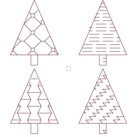 Counted cross stitch Red work Christmas trees digital cross stitch pattern
