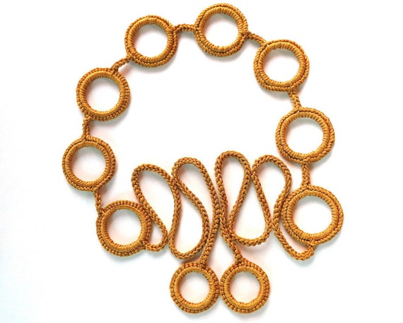 Handmade crochet belt mustard macrame string