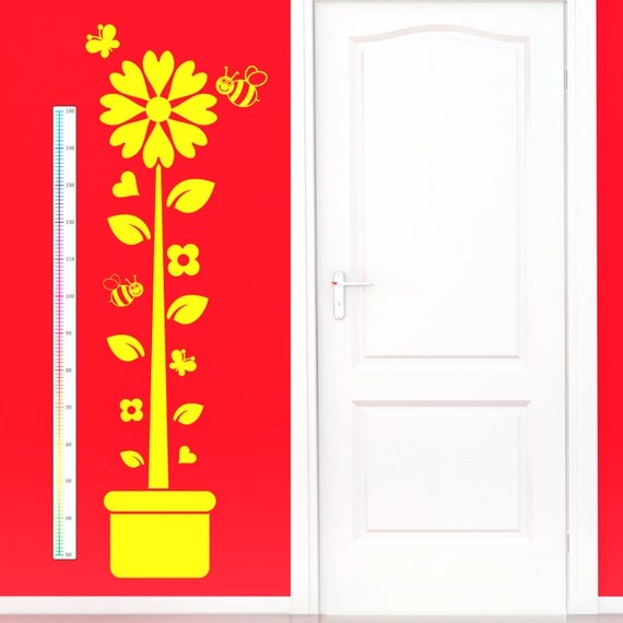 Growth Chart Flower 150cm flower height growth chart wall sticker nursery decal Growth Chart Flower 150cm flower height growth chart wall sticker nursery decal