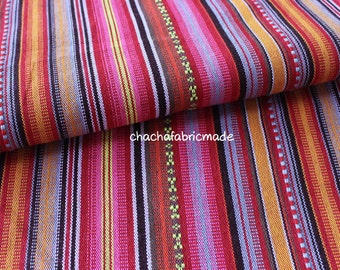 Tribal Fabric Ethnic Fabric Aztec Fabric Native Fabric BOHO Bohemian Style peruvian fabric Color Stripe Fabric Pink-Half Yard