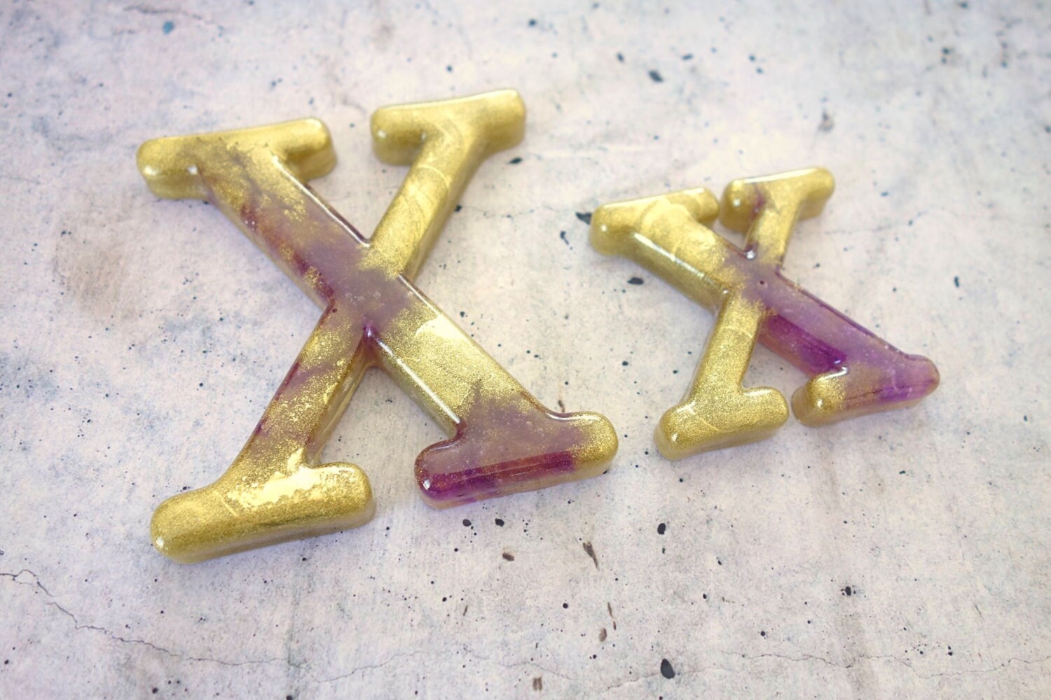 Decorative Letter X Wall Decor. Handmade Resin Letter Gold
