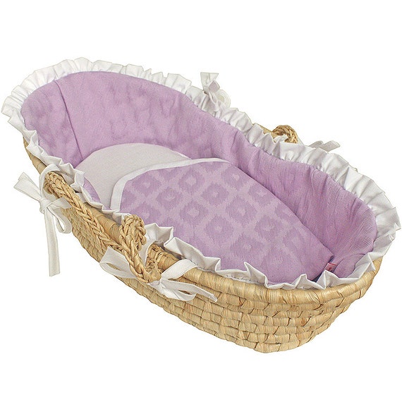 Hoohobbers White Pique Doll Moses Basket - Baby Doll ...