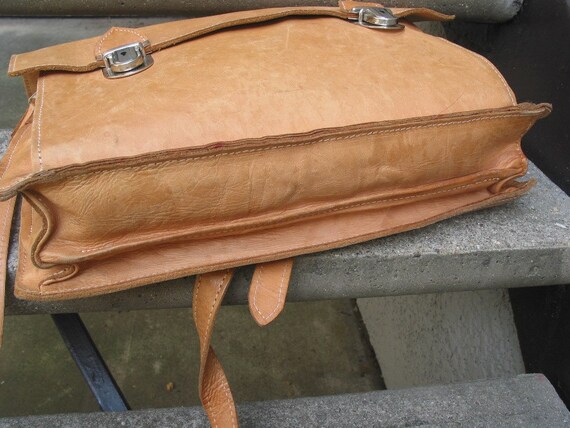 Natural Tan Leather Briefcase by VintageClassicWares on Etsy