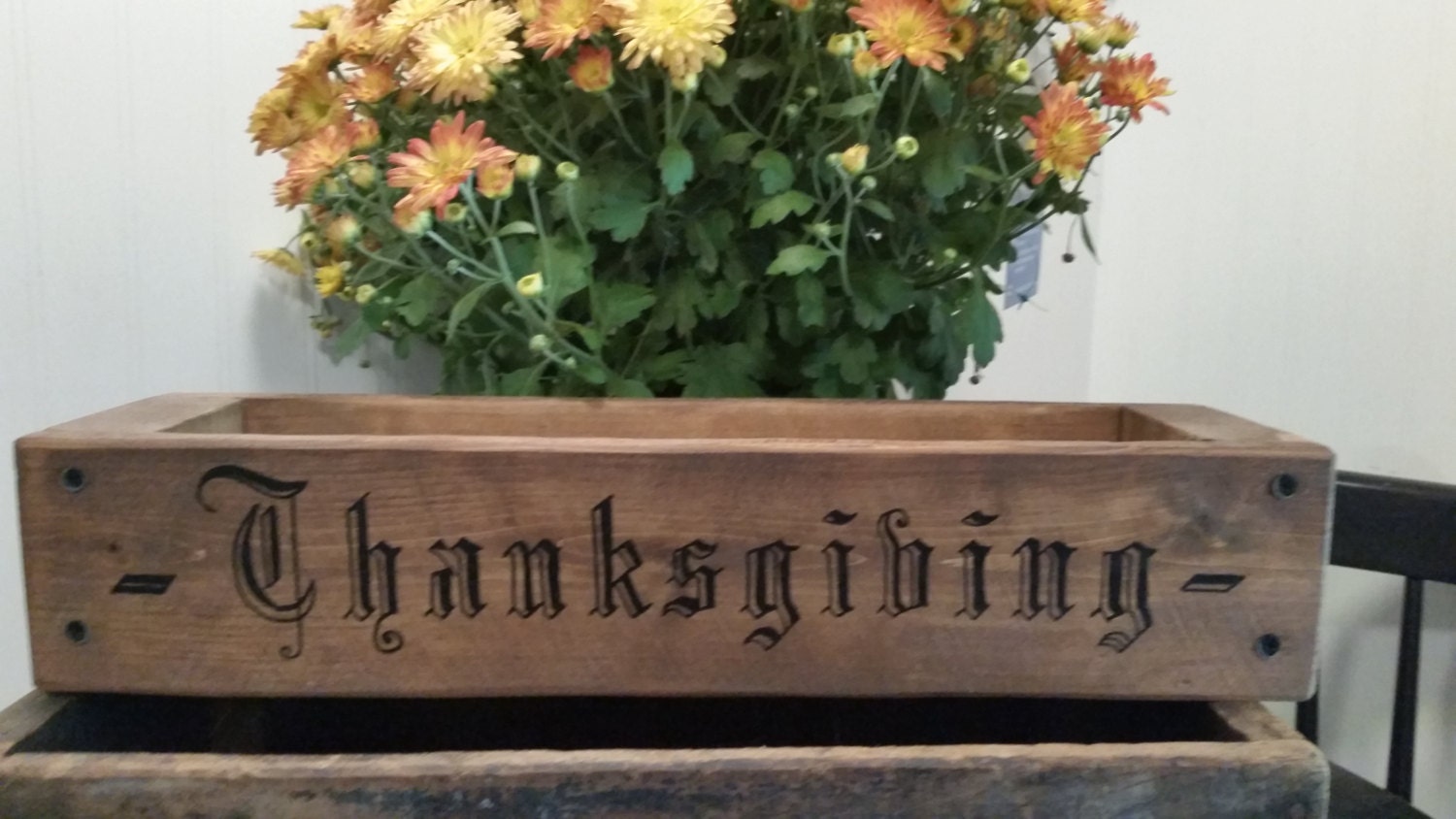 Thanksgiving decoration, Handcrafted box made with upcycled wood, Centerpiece for harvest table, Fall home accent, Hand painted box,