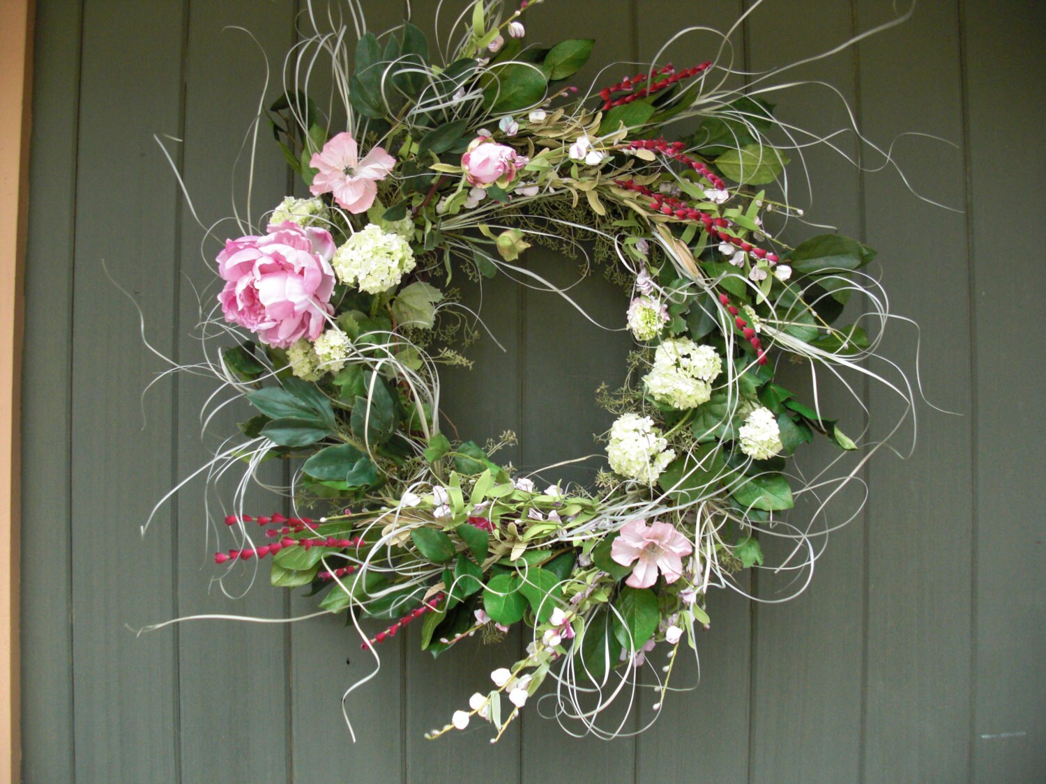 Spring Silk Flower Wreath in Pastel Colors