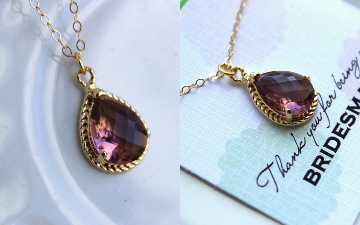 Gold Eggplant Necklace Purple Plum Wedding Necklace Jewelry
