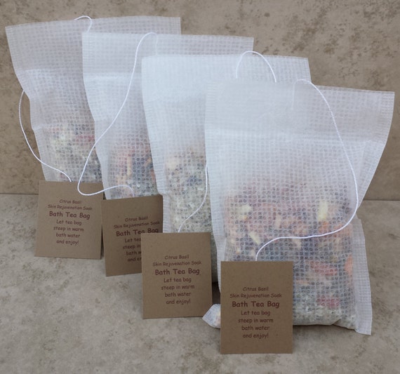 Natural Herbal/ Botanical Bath Tea Bags.  Four (4) Bath Tea Bags, mix or match.