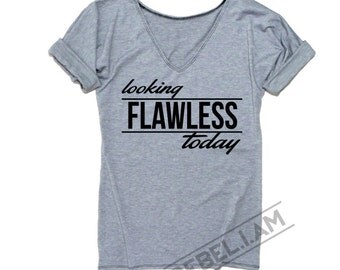 LOOK FLAWLESS t shirt t-shirt tee with v neck and sleeve tabs, unique, long