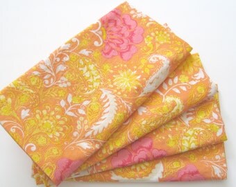 napkins pink orange cloth dinner yellow floral