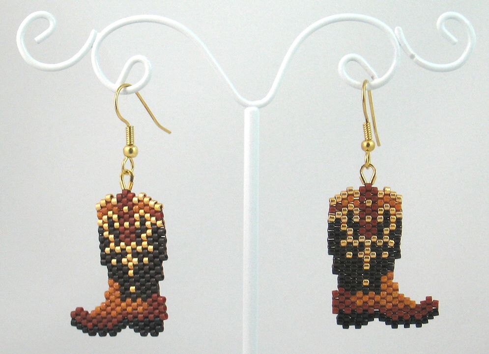 Beaded Cowboy Boots Earrings by LazyRose on Etsy
