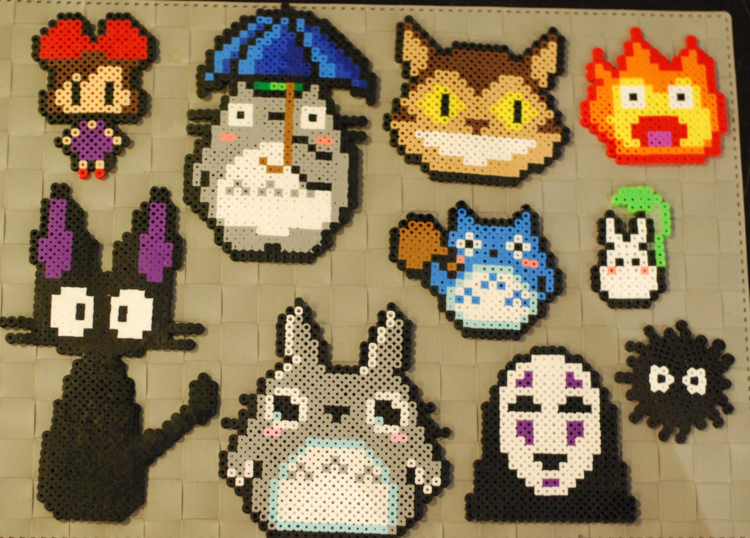 Studio Ghibli Sprites Perler Magnets/Necklaces by MerkittenCrafts