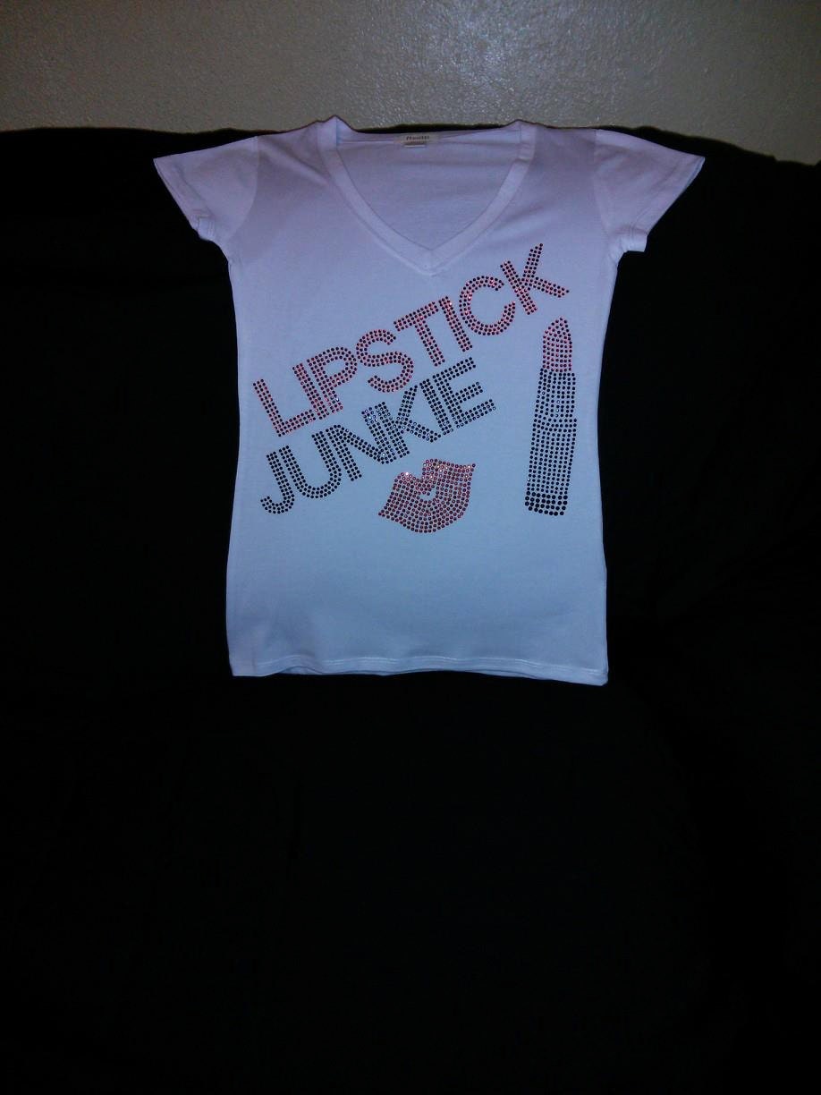 Lipstick Junkie Bling Tee