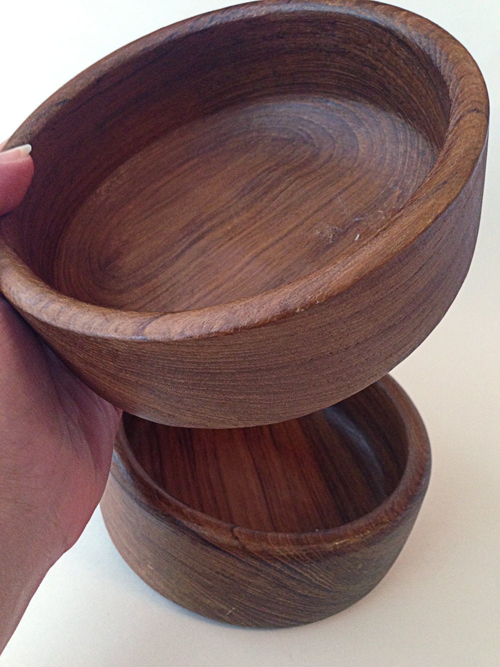 Wood Bowls Teal Monkey Pod set of two