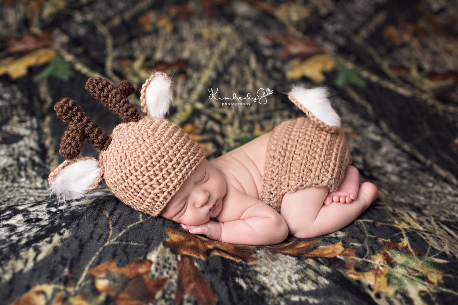 Crochet Whitetail Deer Baby Diaper Cover/Beanie Hat Set/Baby