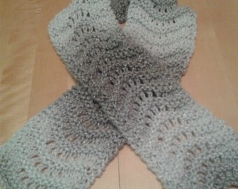 Silver / grey winter scarf. Warm elegant scarf