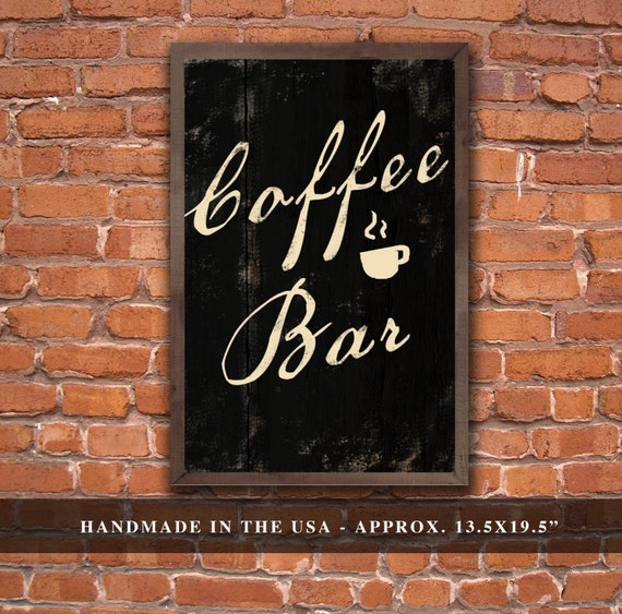Handmade coffee bar plaque framed in reclaimed by DesignHouseDecor