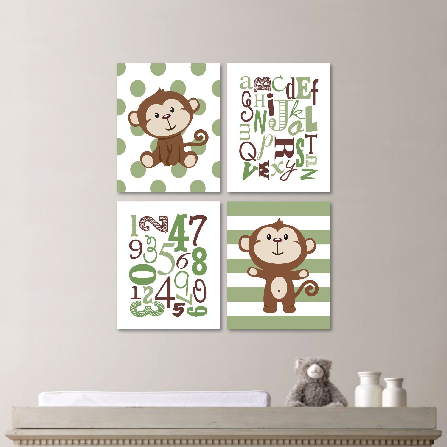Baby Boy Nursery Art Monkey Nursery Monkey Bedroom