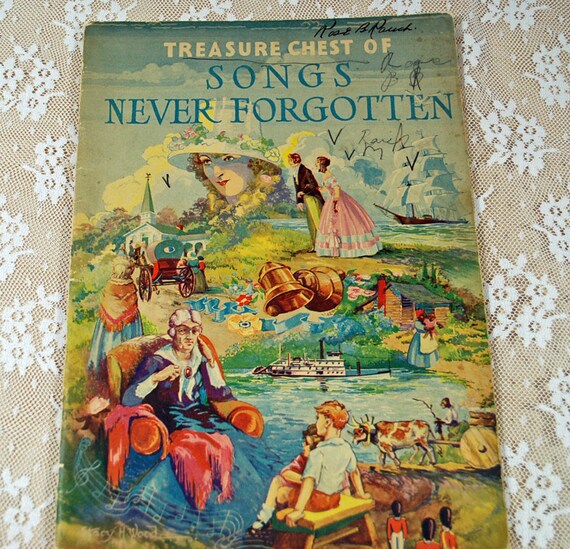 Items similar to 1937 Music Book "Treasure Chest of Songs Never