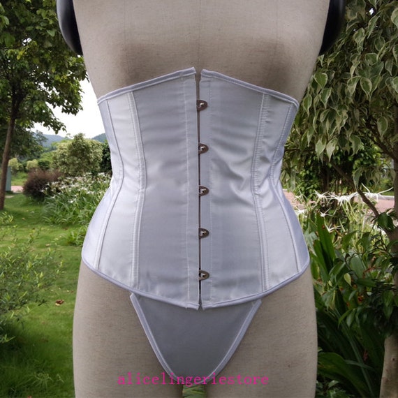 White underbust satin corset tattoo