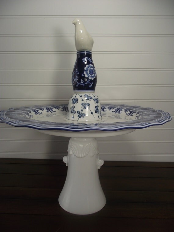 Items similar to Vintage Italian Inspired Bird Bath, Cake Plate