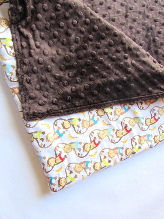 Minky Dot Baby Blanket Baby Blanket Little Monkeys by imagiNANA