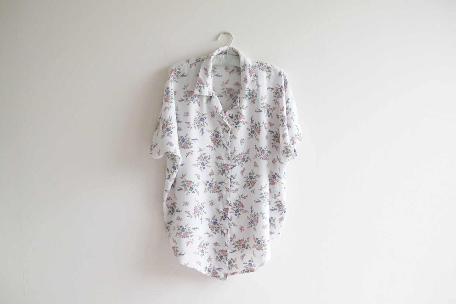 Floral shirt / white / Large
